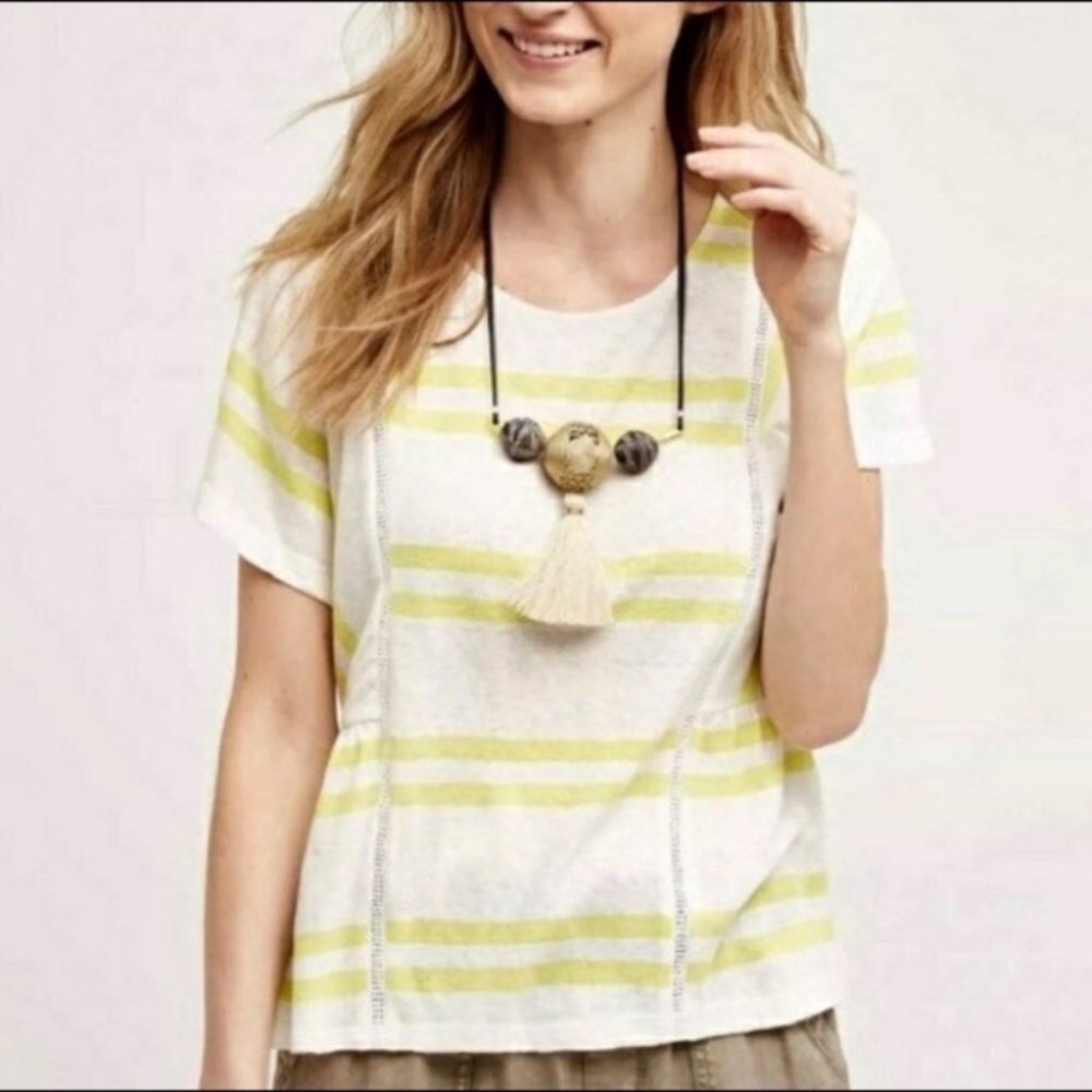 Anthropologie Postmark Yellow Hitch Linen Blouse